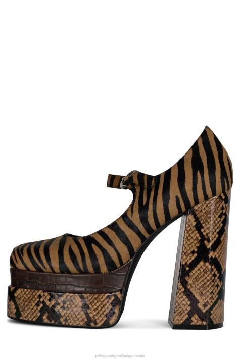 vrouwen Jeffrey Campbell chillen-f beige zebra multi V2LZ1279 platform pomp