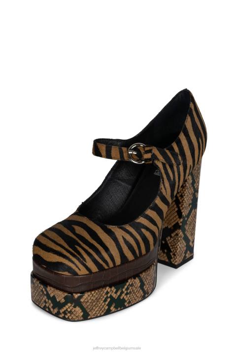 vrouwen Jeffrey Campbell chillen-f beige zebra multi V2LZ1279 platform pomp