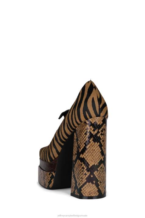 vrouwen Jeffrey Campbell chillen-f beige zebra multi V2LZ1279 platform pomp
