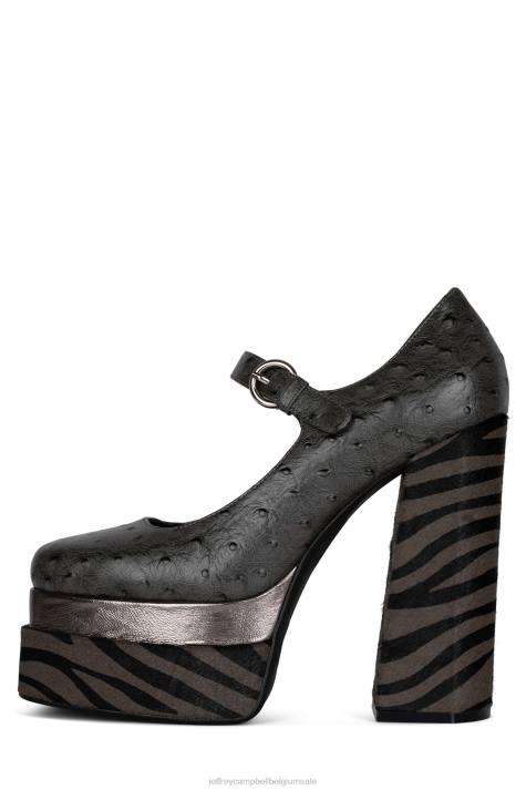 vrouwen Jeffrey Campbell chillen-f grijze struisvogel multi V2LZ1281 platform pomp