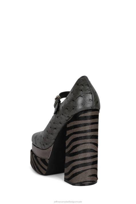 vrouwen Jeffrey Campbell chillen-f grijze struisvogel multi V2LZ1281 platform pomp