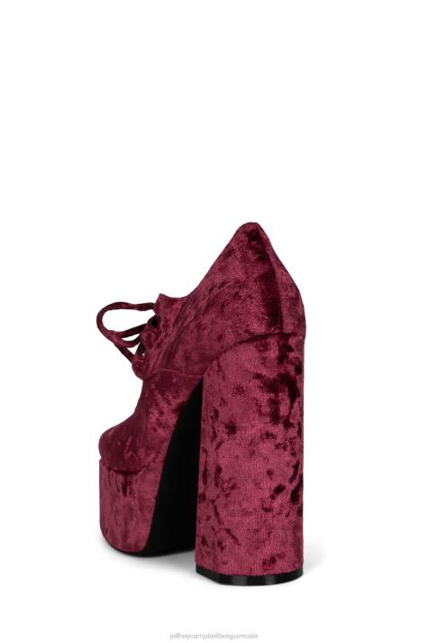 vrouwen Jeffrey Campbell jara rood geplet fluweel V2LZ1296 platform pomp