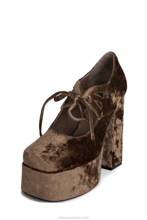 vrouwen Jeffrey Campbell jara taupe geplet fluweel V2LZ1295 platform pomp