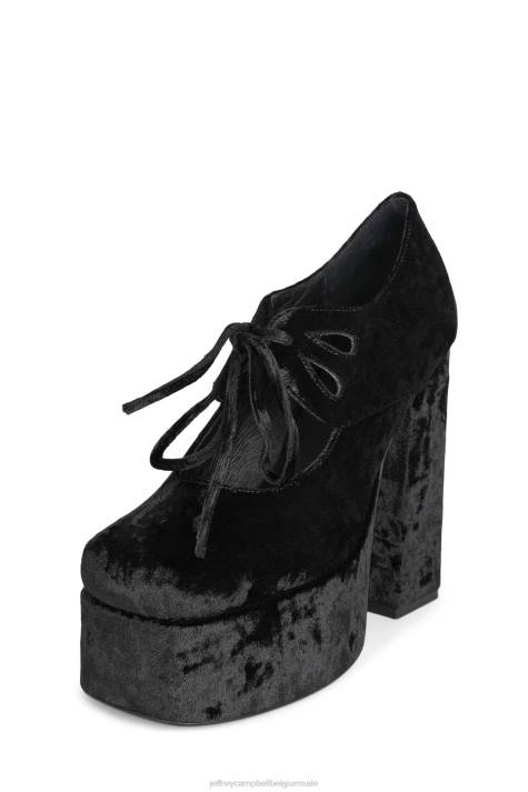 vrouwen Jeffrey Campbell jara zwart geplet fluweel V2LZ1297 platform pomp