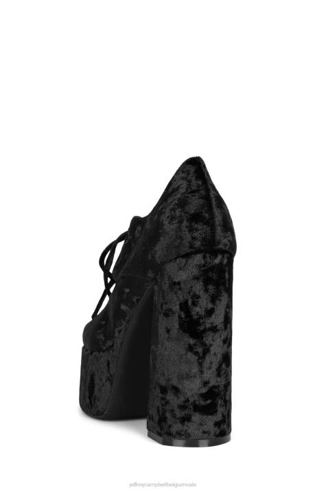 vrouwen Jeffrey Campbell jara zwart geplet fluweel V2LZ1297 platform pomp