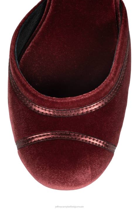 vrouwen Jeffrey Campbell laag rood fluwelen combi V2LZ1294 platform pomp
