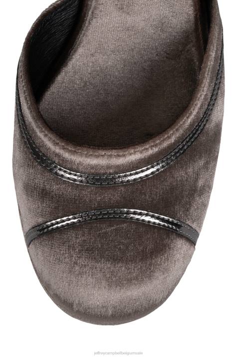 vrouwen Jeffrey Campbell laag taupe fluweel tin V2LZ1293 platform pomp