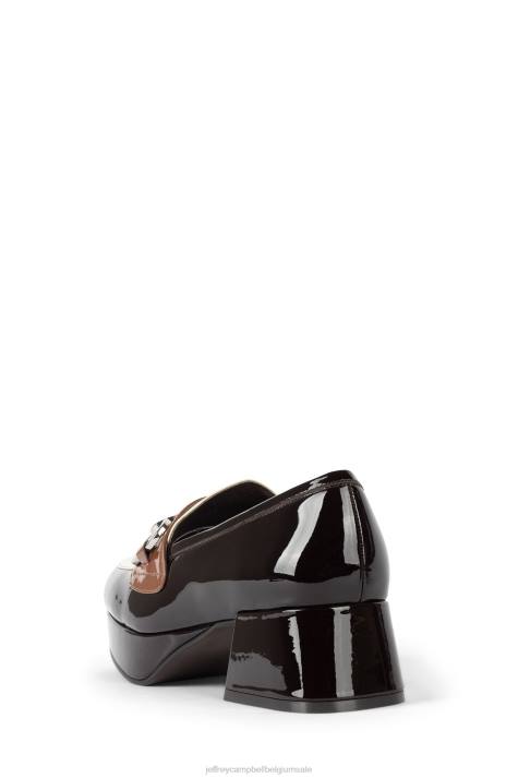 vrouwen Jeffrey Campbell leerling-2 bruin geel tan pat combo V2LZ1266 platform pomp