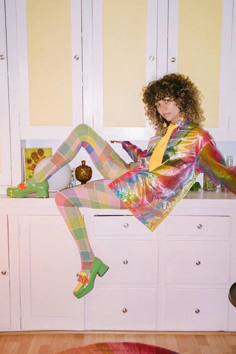 vrouwen Jeffrey Campbell leerling-2 groen geel oranje pat combo V2LZ1265 platform pomp