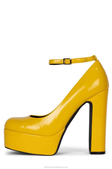 vrouwen Jeffrey Campbell oké geel patent V2LZ1300 platform pomp
