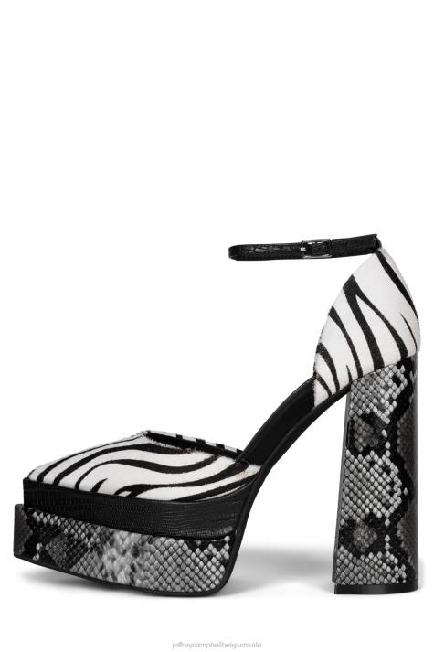 vrouwen Jeffrey Campbell spelonu-f zwart wit zebra multi V2LZ1287 platform pomp