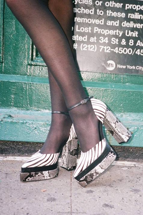 vrouwen Jeffrey Campbell spelonu-f zwart wit zebra multi V2LZ1287 platform pomp