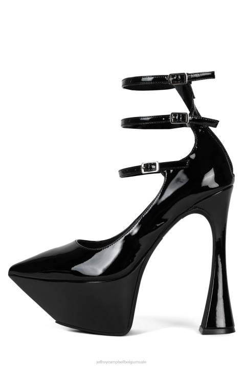 vrouwen Jeffrey Campbell spionage zwart patent V2LZ1311 platform pomp