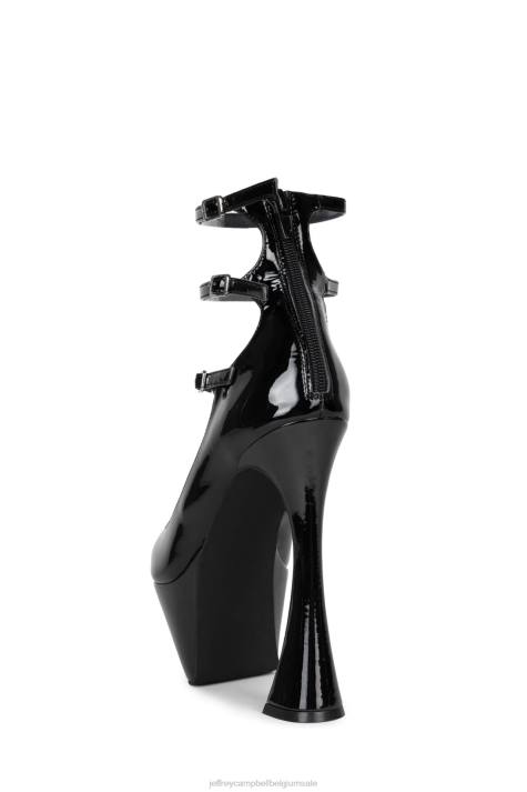 vrouwen Jeffrey Campbell spionage zwart patent V2LZ1311 platform pomp