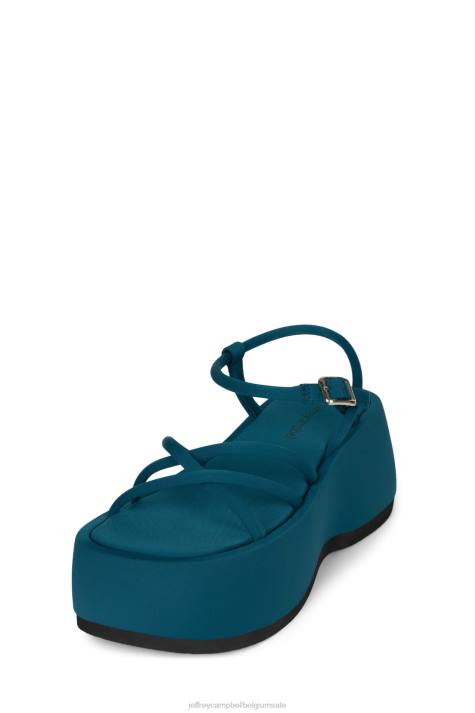 vrouwen Jeffrey Campbell Gloeien blauwgroen neopreen V2LZ251 platform sandaal