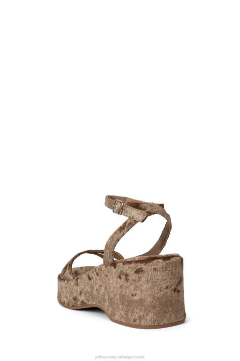 vrouwen Jeffrey Campbell activeren stoffig bruin geplet fluweel V2LZ932 platform sandaal