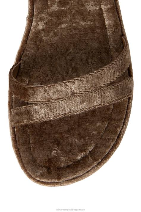 vrouwen Jeffrey Campbell activeren stoffig bruin geplet fluweel V2LZ932 platform sandaal