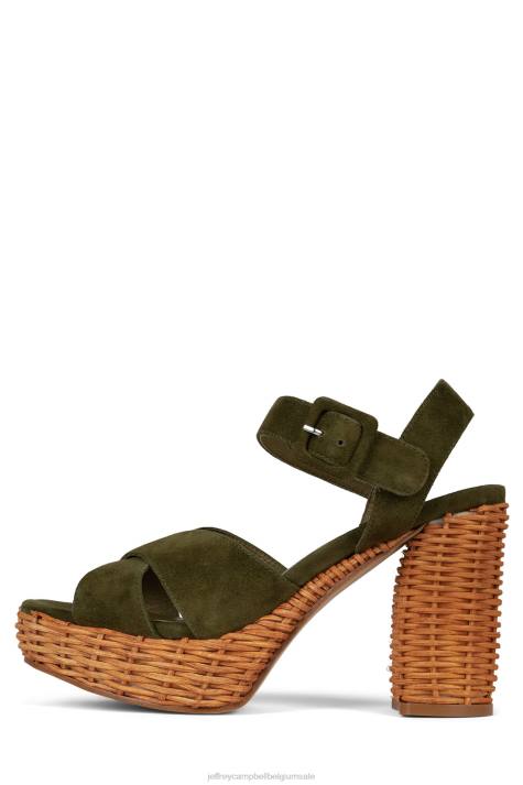 vrouwen Jeffrey Campbell amma-2w olijf suède V2LZ1098 platform sandaal