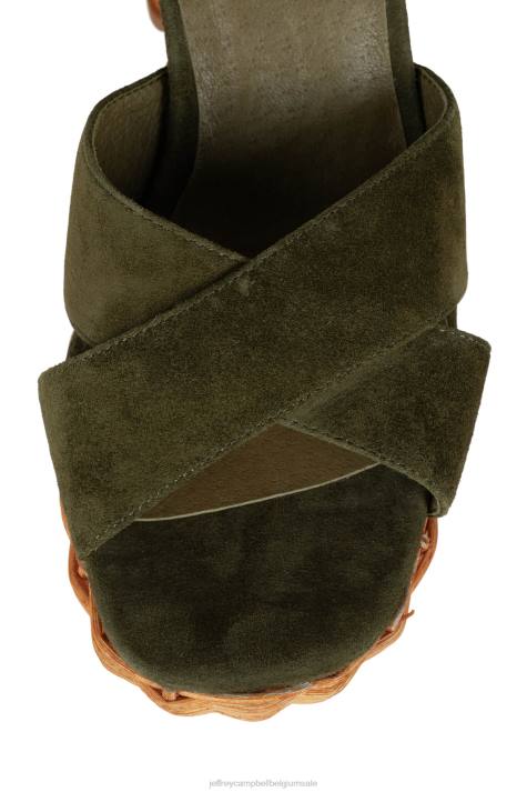 vrouwen Jeffrey Campbell amma-2w olijf suède V2LZ1098 platform sandaal