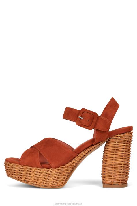 vrouwen Jeffrey Campbell amma-2w oranje suède V2LZ1099 platform sandaal