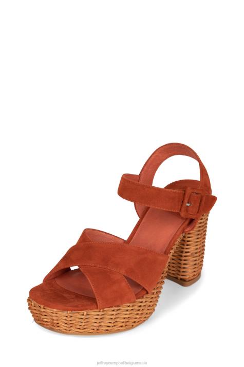 vrouwen Jeffrey Campbell amma-2w oranje suède V2LZ1099 platform sandaal