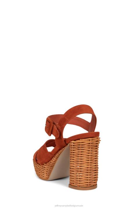 vrouwen Jeffrey Campbell amma-2w oranje suède V2LZ1099 platform sandaal