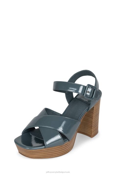 vrouwen Jeffrey Campbell amma-st stoffig blauw gekreukt patent V2LZ1093 platform sandaal