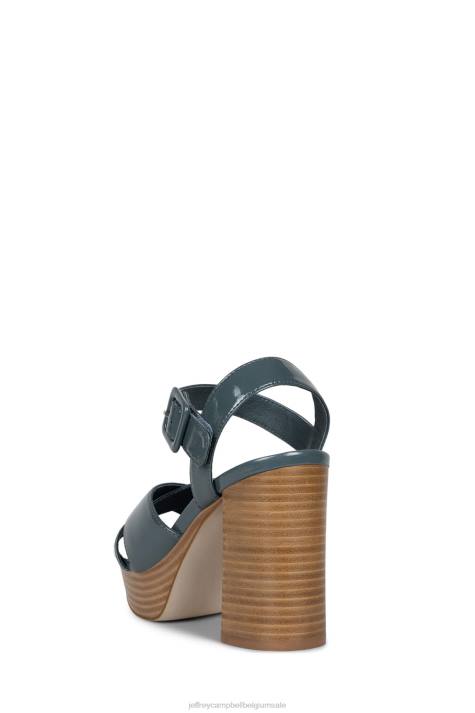 vrouwen Jeffrey Campbell amma-st stoffig blauw gekreukt patent V2LZ1093 platform sandaal