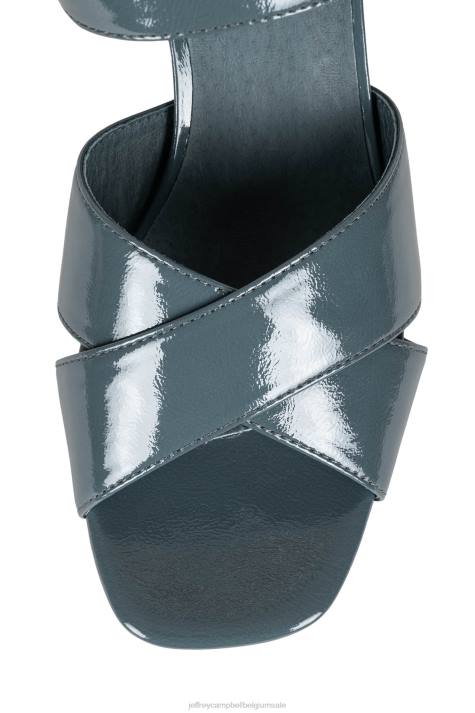 vrouwen Jeffrey Campbell amma-st stoffig blauw gekreukt patent V2LZ1093 platform sandaal