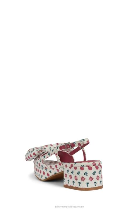 vrouwen Jeffrey Campbell anjer witte nautische print V2LZ1088 platform sandaal