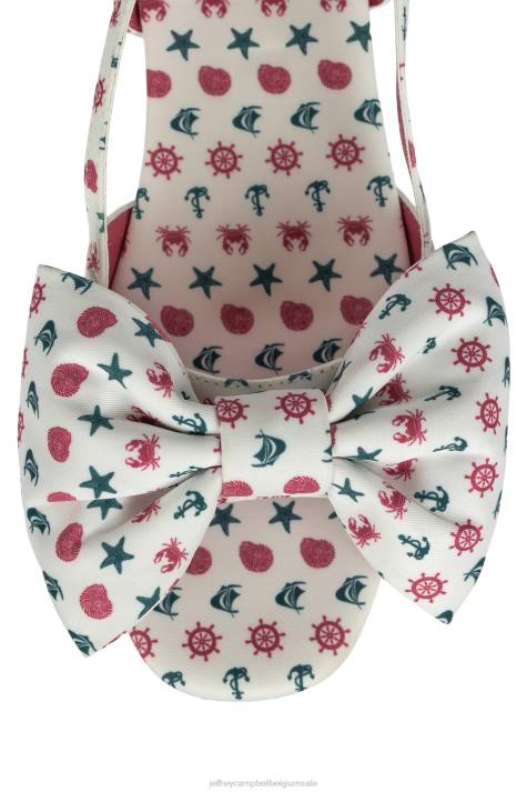 vrouwen Jeffrey Campbell anjer witte nautische print V2LZ1088 platform sandaal