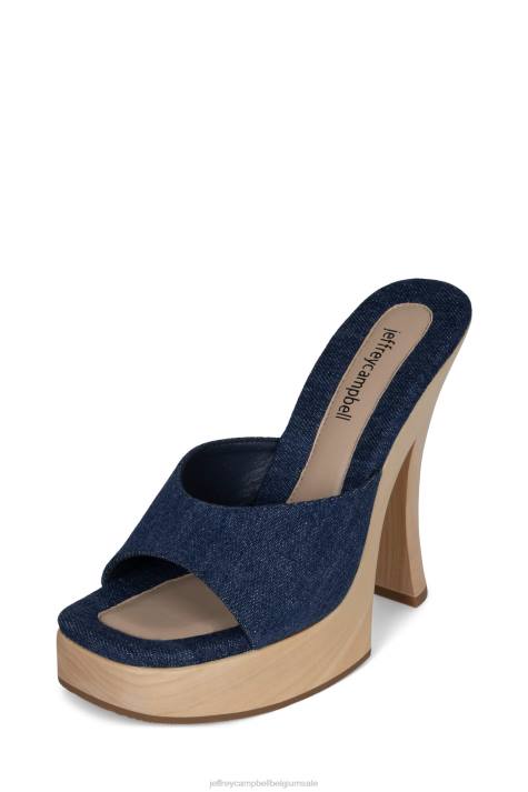 vrouwen Jeffrey Campbell anna blauw spijkerstof V2LZ1131 platform sandaal