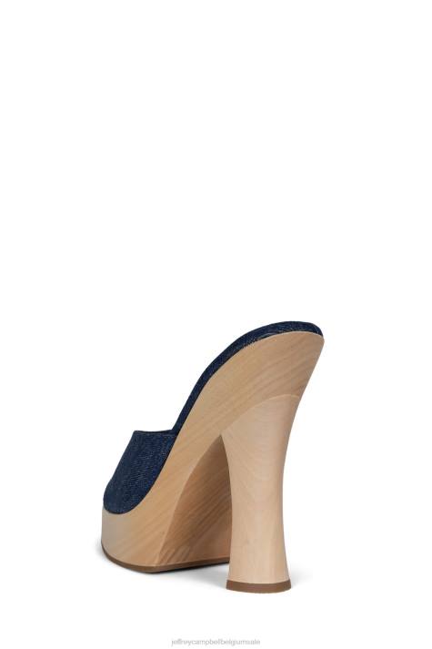vrouwen Jeffrey Campbell anna blauw spijkerstof V2LZ1131 platform sandaal