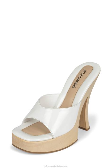 vrouwen Jeffrey Campbell anna wit gekreukt patent V2LZ1133 platform sandaal
