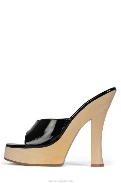 vrouwen Jeffrey Campbell anna zwart gekreukt patent V2LZ1132 platform sandaal