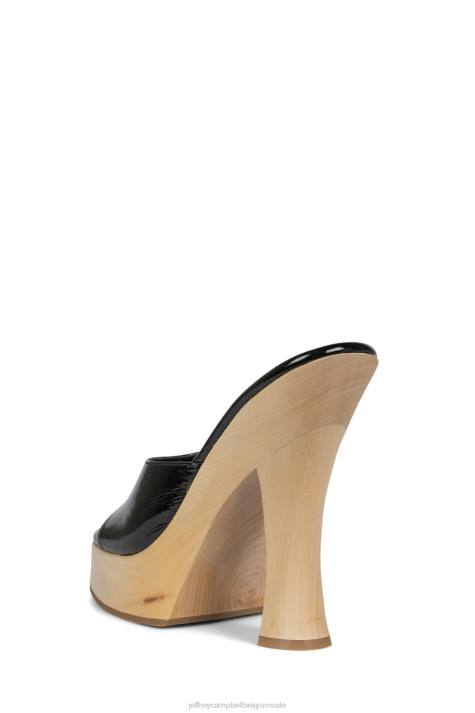 vrouwen Jeffrey Campbell anna zwart gekreukt patent V2LZ1132 platform sandaal