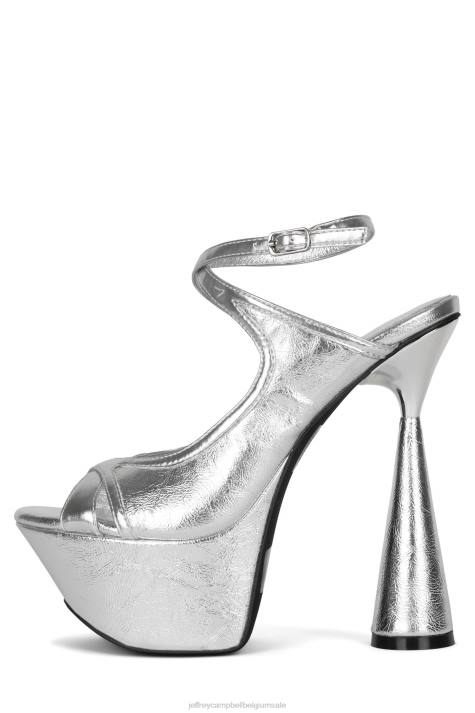 vrouwen Jeffrey Campbell atmosfeer zilver metallic V2LZ1033 platform sandaal