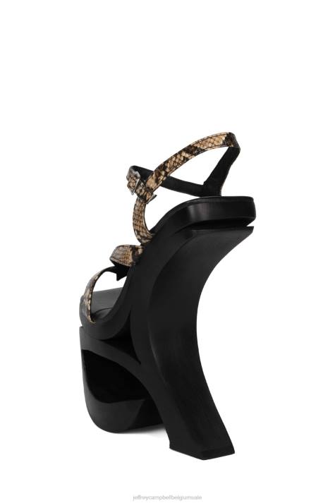 vrouwen Jeffrey Campbell baldadigheid bruine slang V2LZ985 platform sandaal