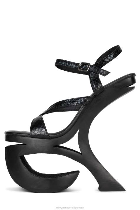 vrouwen Jeffrey Campbell baldadigheid zwarte slang V2LZ986 platform sandaal