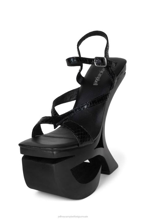 vrouwen Jeffrey Campbell baldadigheid zwarte slang V2LZ986 platform sandaal