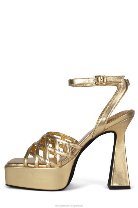 vrouwen Jeffrey Campbell bescheiden goud metaalachtig V2LZ1003 platform sandaal