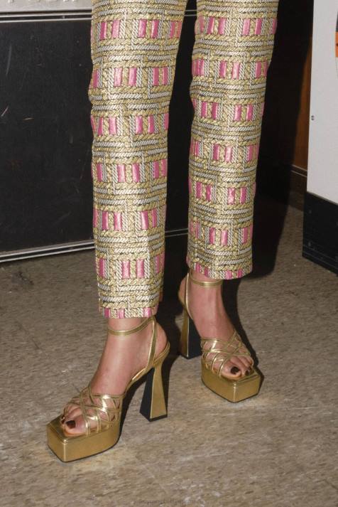 vrouwen Jeffrey Campbell bescheiden goud metaalachtig V2LZ1003 platform sandaal