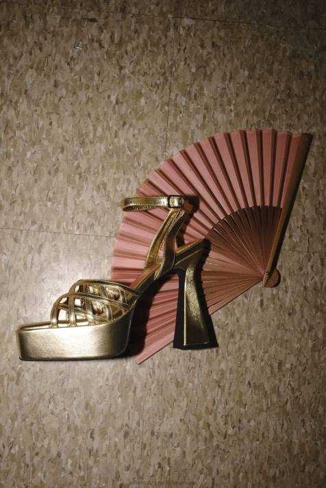 vrouwen Jeffrey Campbell bescheiden goud metaalachtig V2LZ1003 platform sandaal