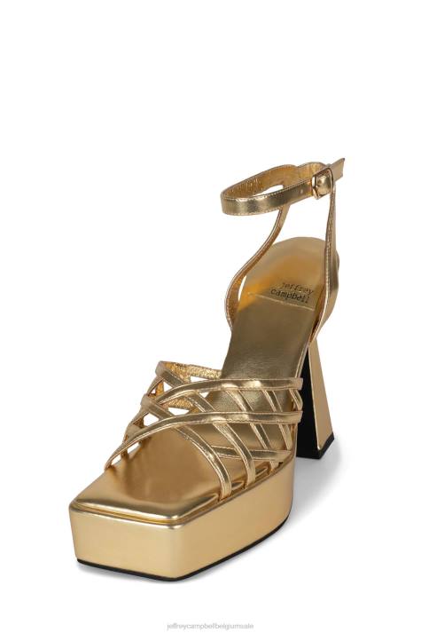 vrouwen Jeffrey Campbell bescheiden goud metaalachtig V2LZ1003 platform sandaal