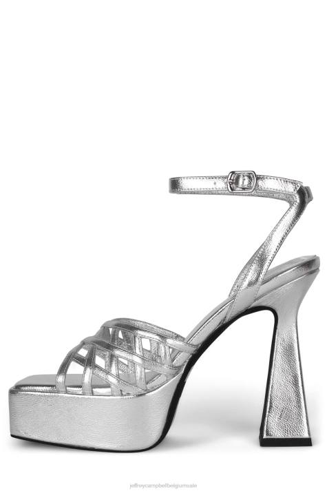 vrouwen Jeffrey Campbell bescheiden zilver metallic V2LZ1002 platform sandaal