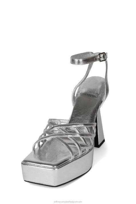 vrouwen Jeffrey Campbell bescheiden zilver metallic V2LZ1002 platform sandaal