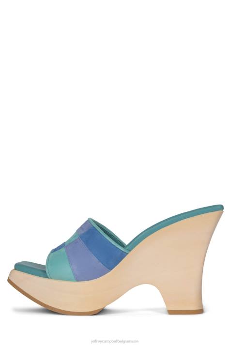 vrouwen Jeffrey Campbell blokkeren blauw mint suède combo V2LZ112 platform sandaal