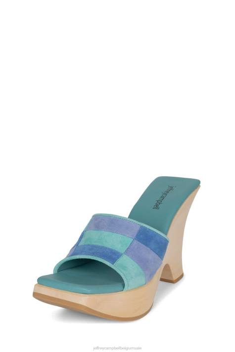 vrouwen Jeffrey Campbell blokkeren blauw mint suède combo V2LZ112 platform sandaal
