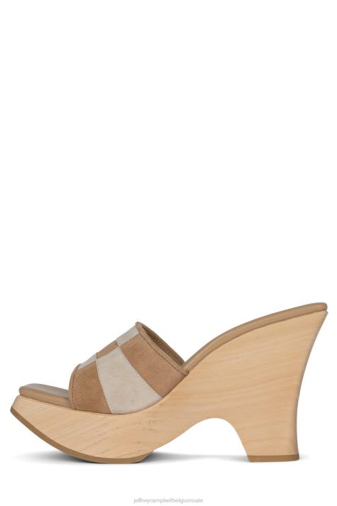 vrouwen Jeffrey Campbell blokkeren zand natuurlijke suède combo V2LZ111 platform sandaal