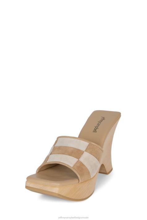 vrouwen Jeffrey Campbell blokkeren zand natuurlijke suède combo V2LZ111 platform sandaal